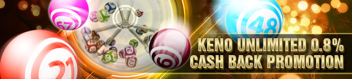 [S188 Malaysia] KENO Unlimited 0.8% Cash Back Promotion