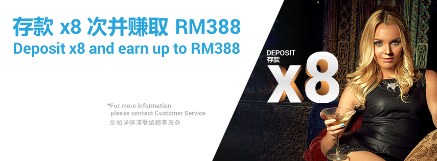 iBET Online Casino Deposit Bonus x8 Up to RM388