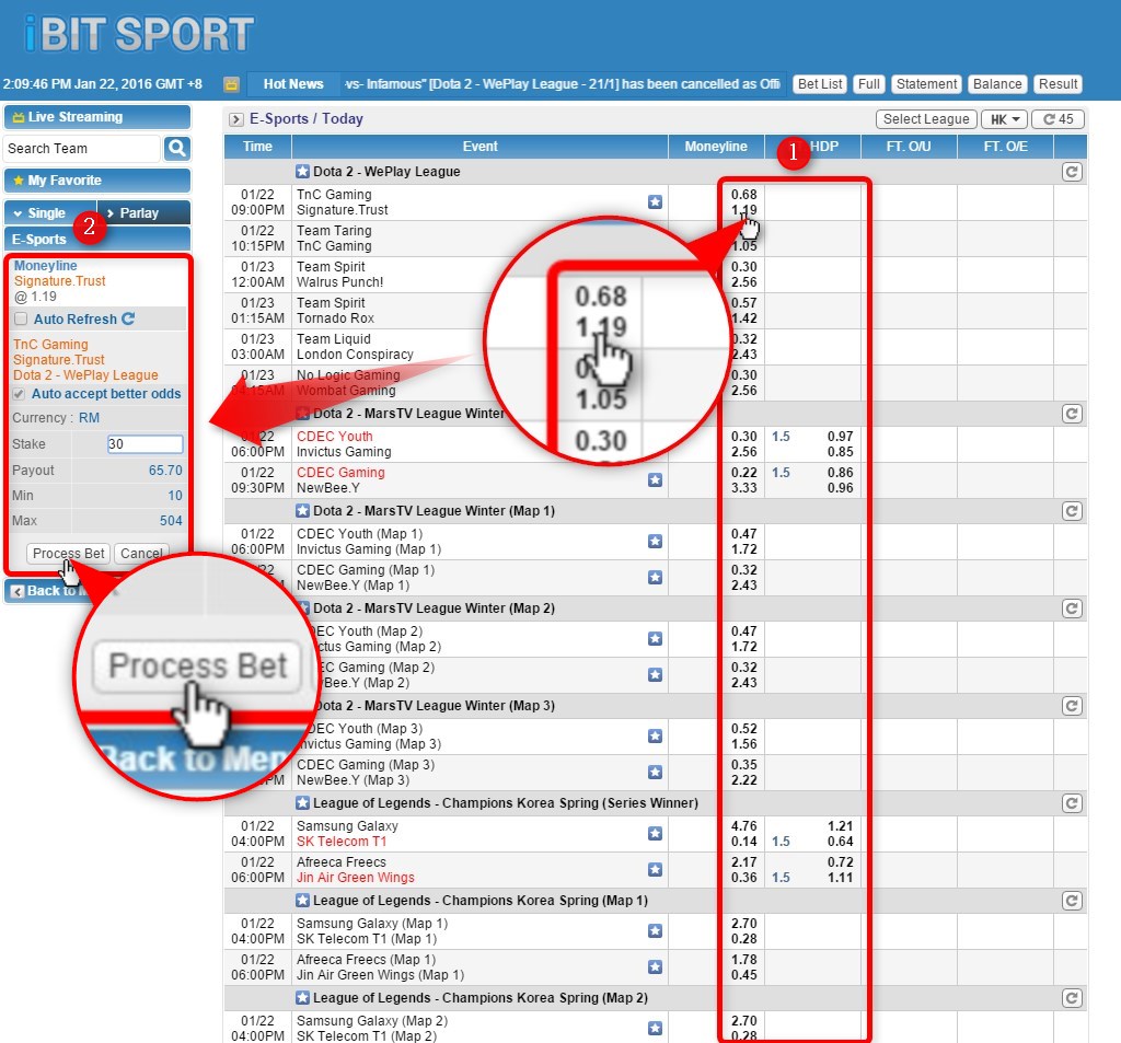 [iBET Malaysia]How to bet Dota2 E-Game in IBC iBIT Sport?